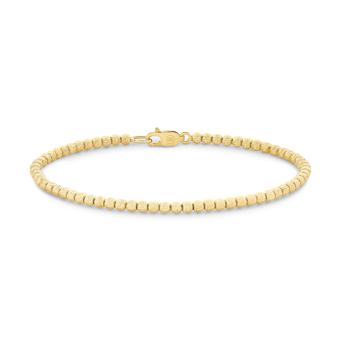 9K Yellow Gold Diamond Cut Beaded Bangle