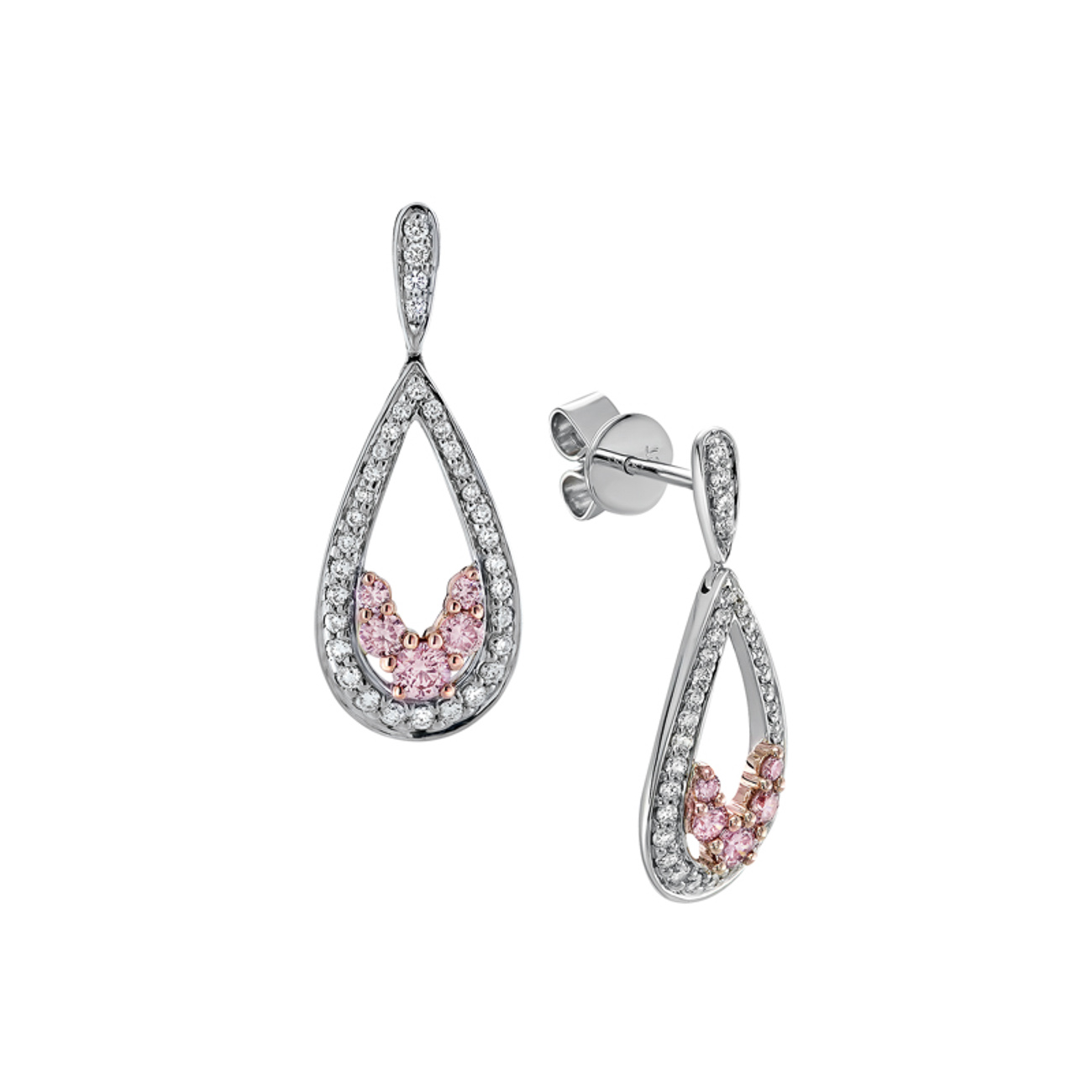 Pink &#038; White Diamond Juniper Earrings