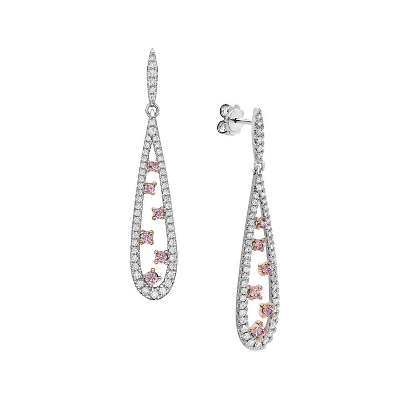 Pink &#038; White Diamond Astrid Earrings