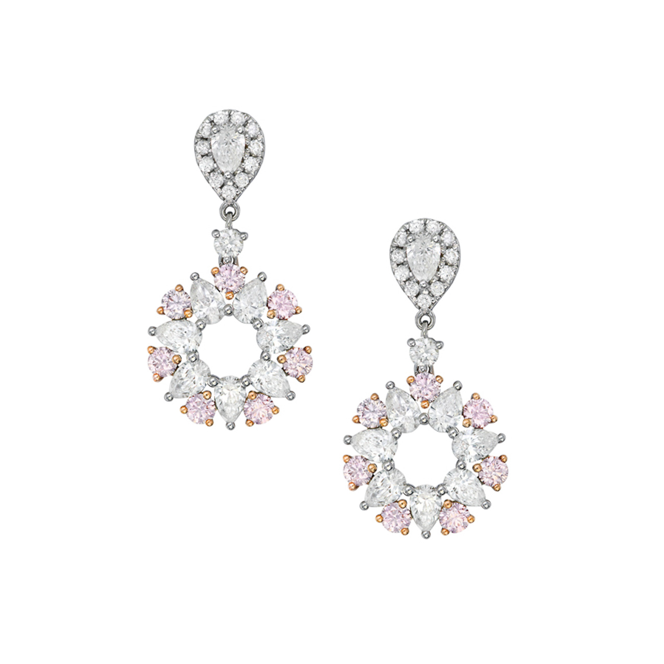 Pink &#038; White Diamond Fantasia Earrings