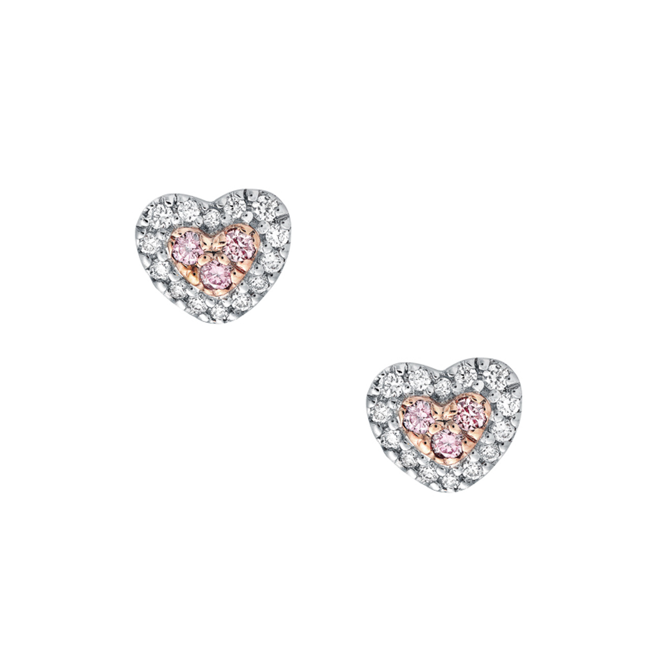 Pink &#038; White Diamond Sweetheart Earrings