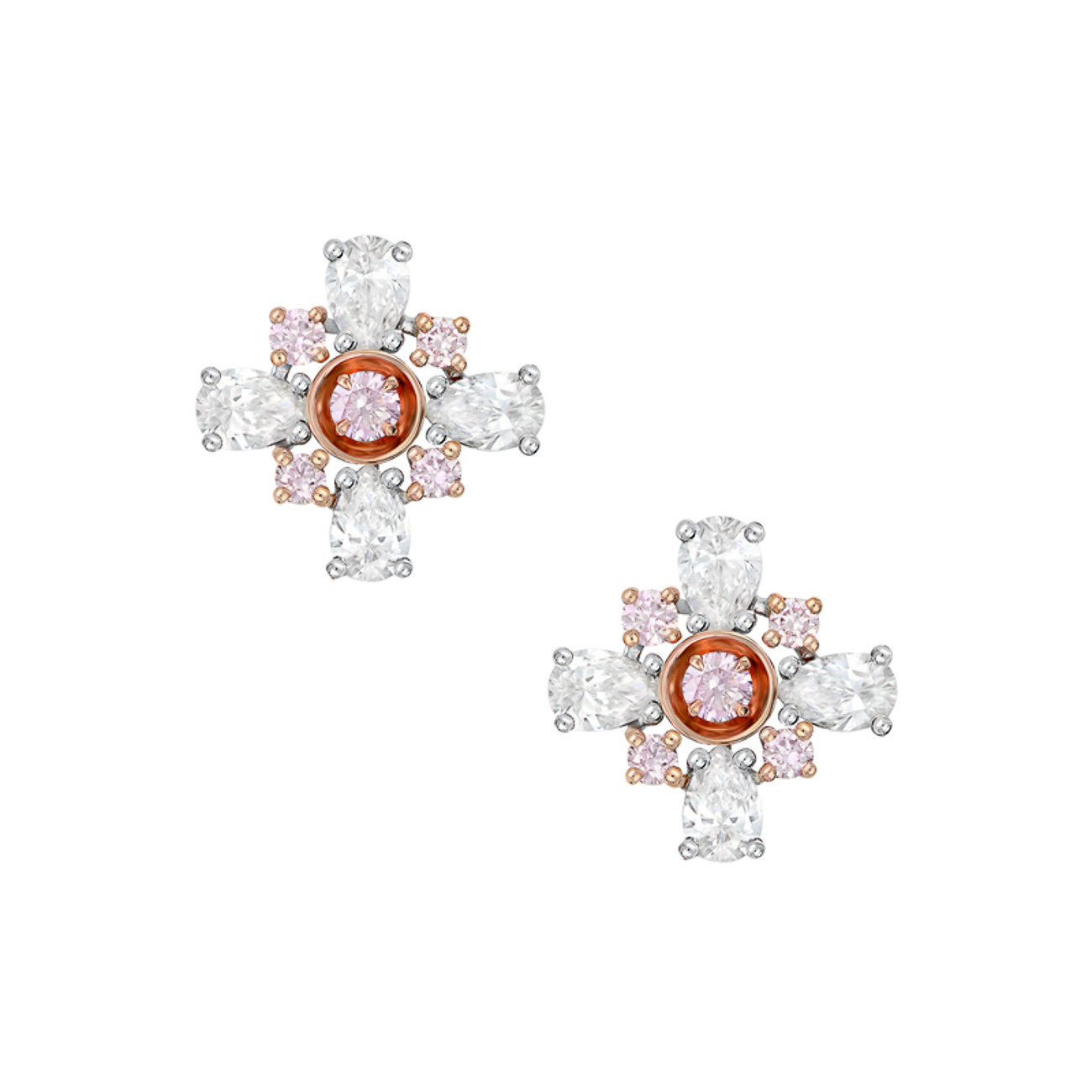 Pink &#038; White Diamond Splendour De Les Fleur Earrings