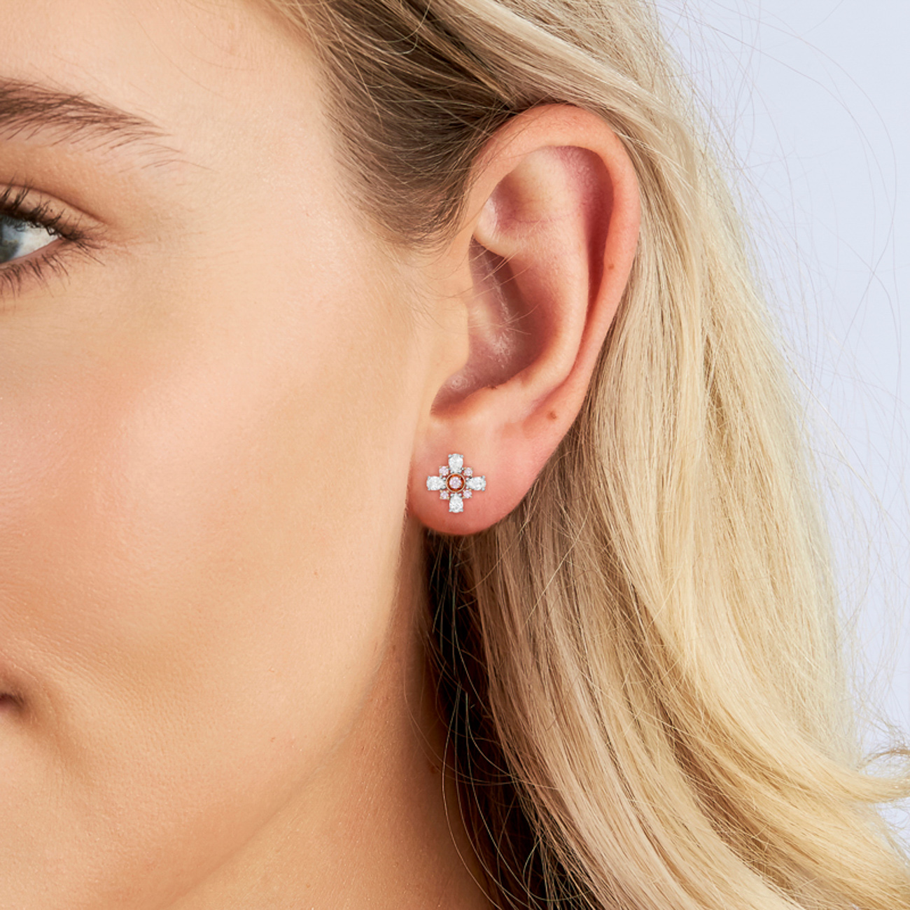 Pink &#038; White Diamond Splendour De Les Fleur Earrings