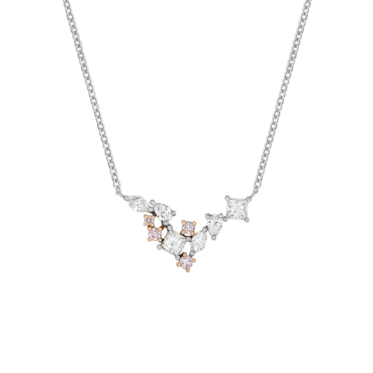 Pink &#038; White Diamond Nadiya Necklace