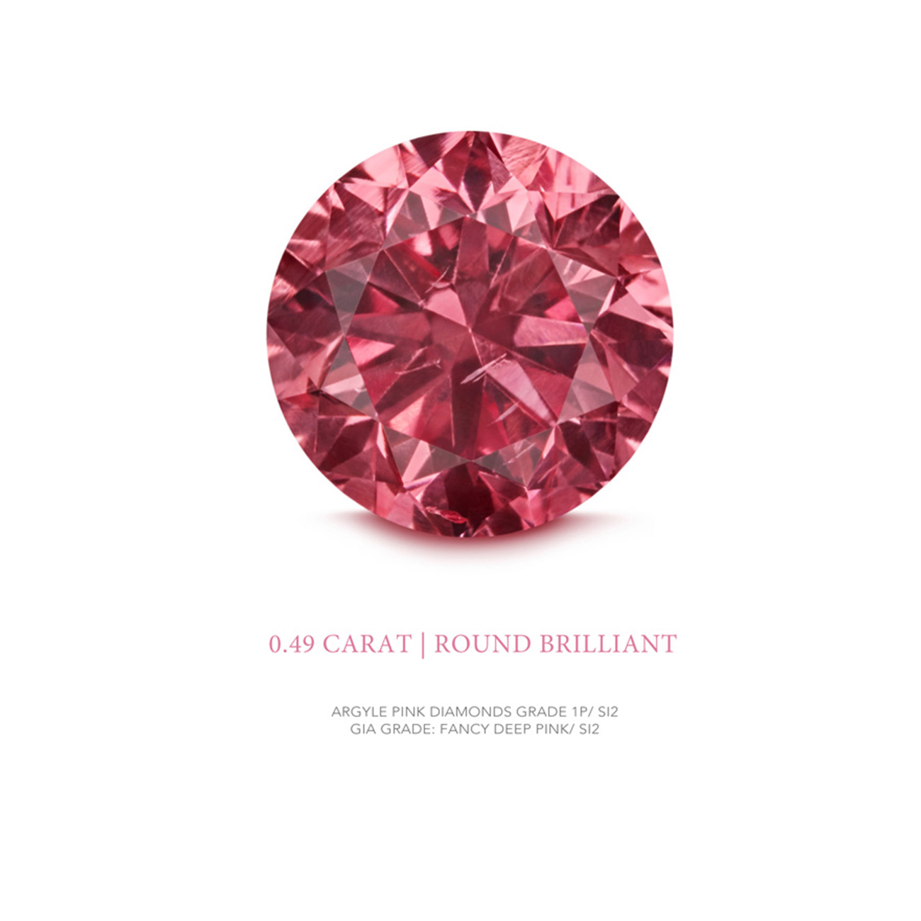 Argyle pink diamond Round SI2 1=0.49CT