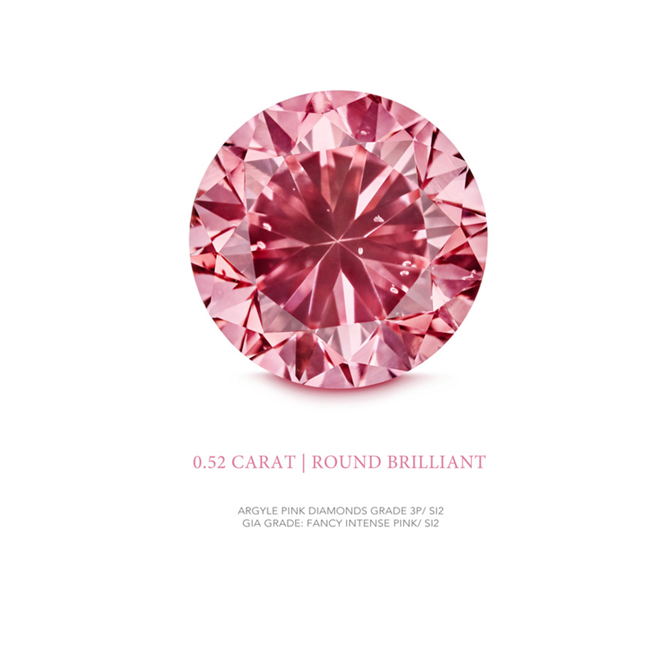 Argyle pink diamond Round 3P SI2 1=0.52CT