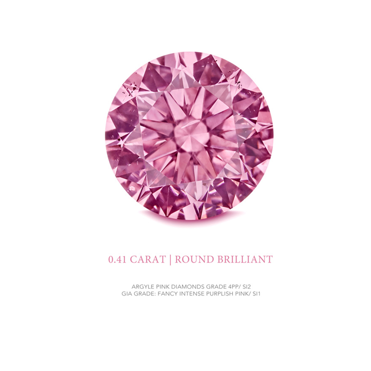 Argyle pink diamond Round 4PP SI2 1=0.41CT