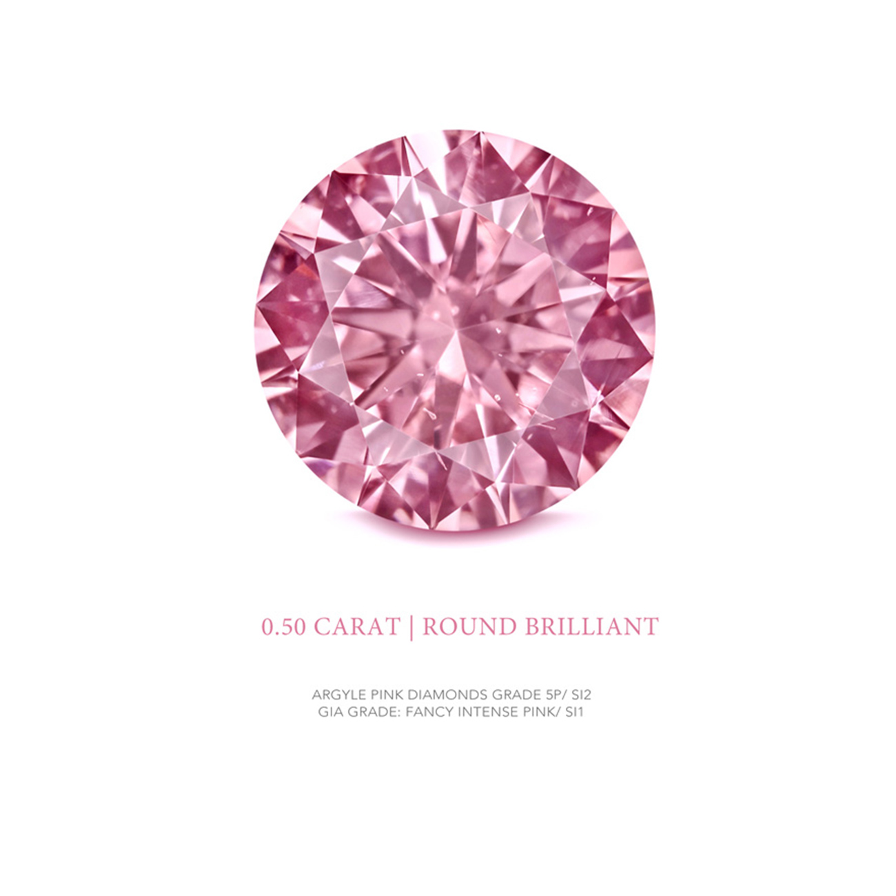 Argyle pink diamond Round 5P SI2 1=0.50CT