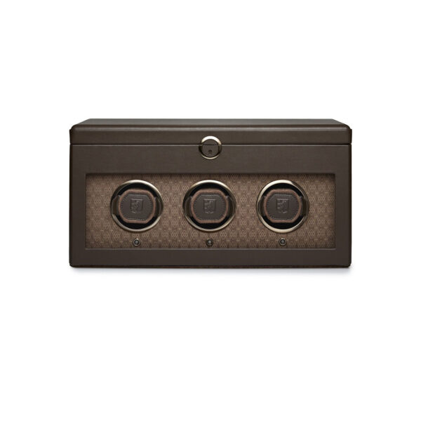 Wolf Earth Triple Watch Winder, in Apple leather, coffee coloured