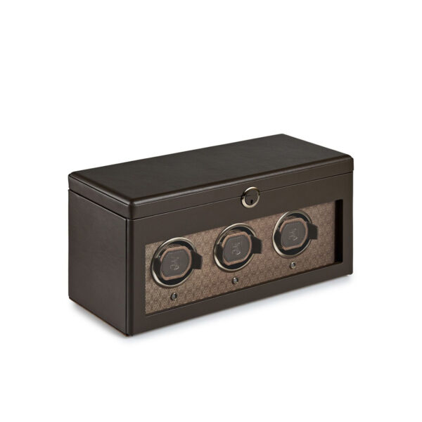 Wolf Earth Triple Watch Winder, in Apple leather, coffee coloured