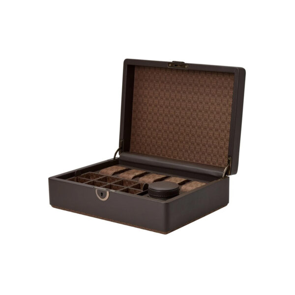 WOLF Earth 5 piece watch box with storage, coffee coloured