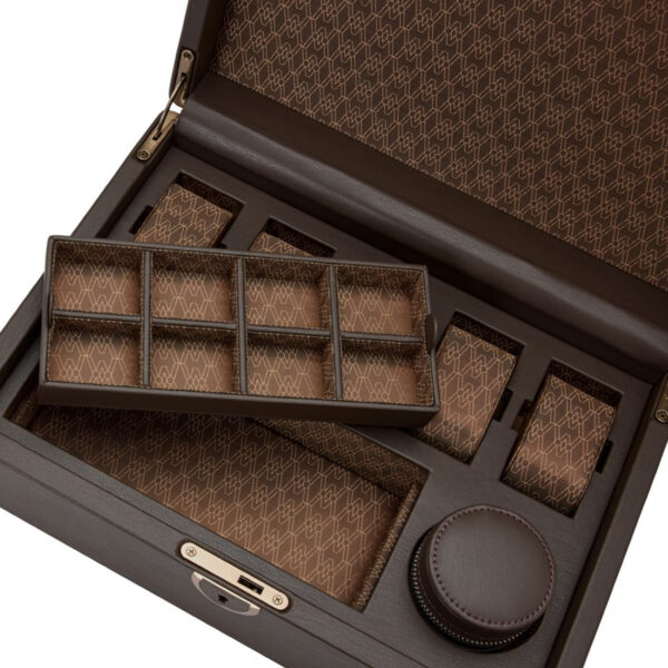 WOLF Earth 5 piece watch box with storage, coffee coloured