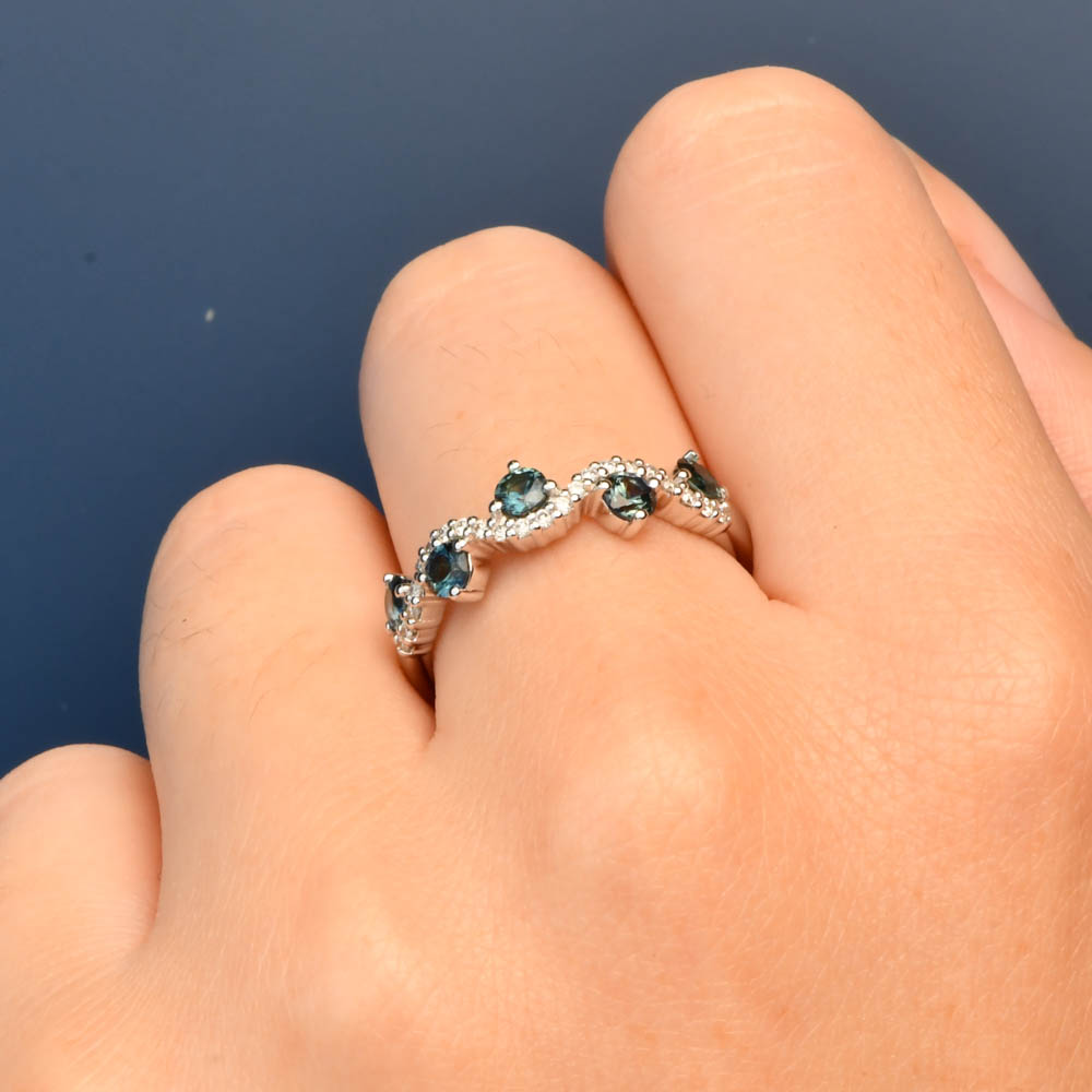 Teal Australian Sapphire Savannah Ring