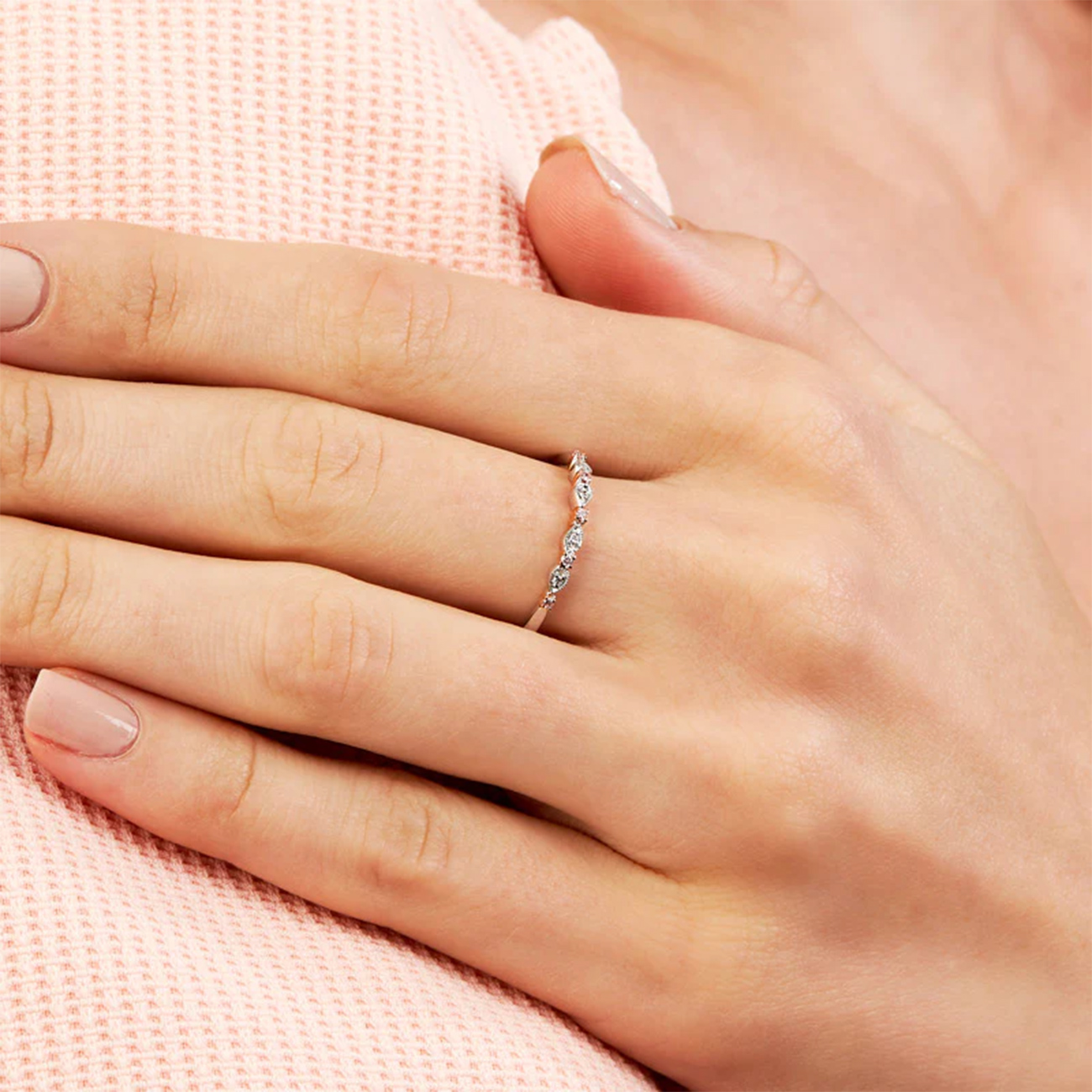 Pink &#038; White Diamond Blush Jubilee Ring